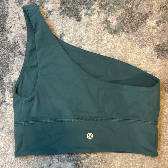 Lululemon Align Asymmetrical Bra Light Support, A/B Cup, Medium Forest Green 4 - Picture 6 of 7